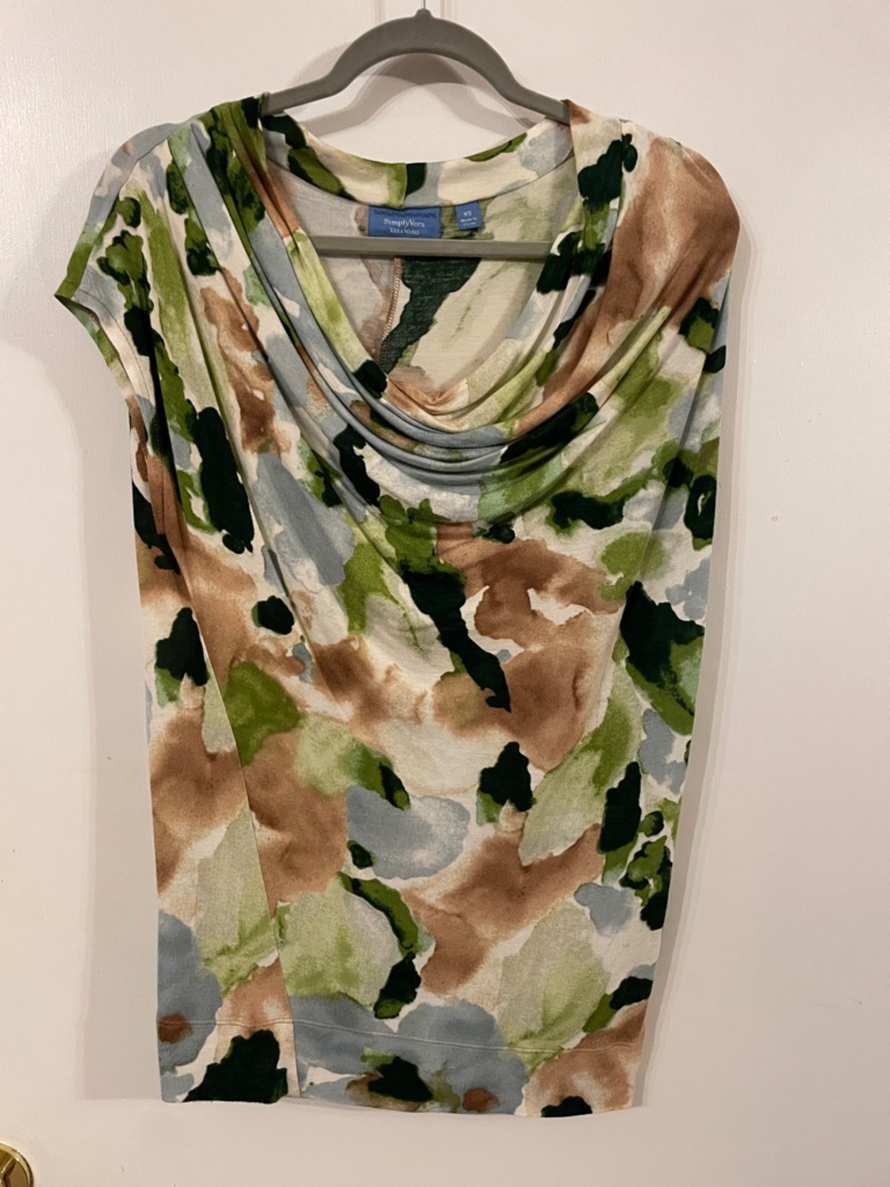 Simply Vera by Vera Wang Watercolor Print Cowl Neck Sleeveless Top